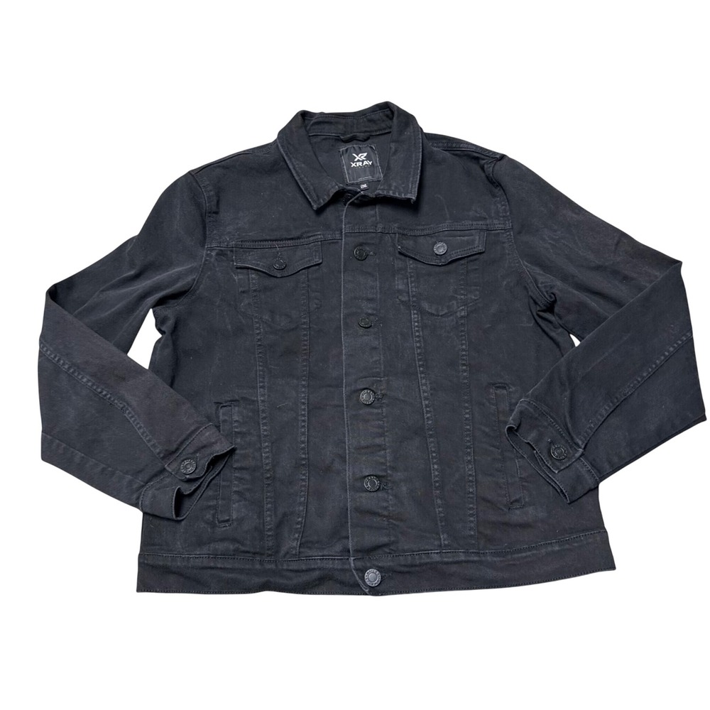 XRAY Jeans Mens Black Denim Trucker
 Jacket Size 2XL Button Up Cotton